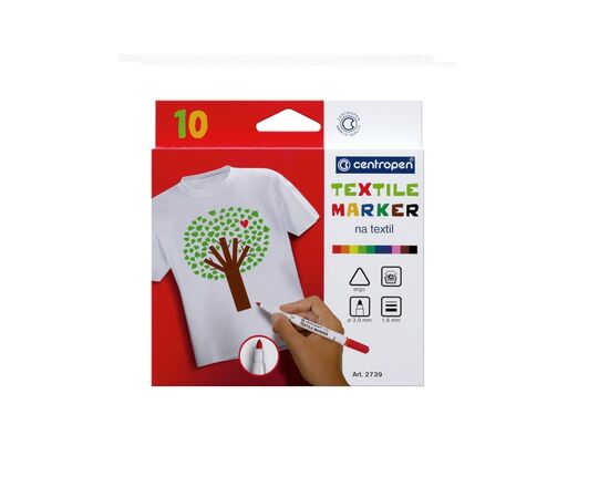 Набор маркеров Centropen набор для текстиля Textile 1.8 мм 6 шт (2739.6), изображение 2 Набор маркеров Centropen набор для текстиля Textile 1.8 мм 6 шт (2739.6), изображение 2
