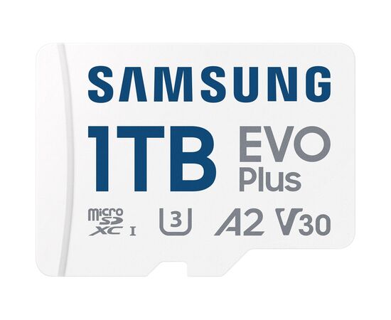 Карта памяти Samsung 1TB microSDXC Class UHS-I U3 V30 A2 EVO Plus + SD Adapter (MB-MC1T0SA/EU), изображение 6 Карта памяти Samsung 1TB microSDXC Class UHS-I U3 V30 A2 EVO Plus + SD Adapter (MB-MC1T0SA/EU), изображение 6