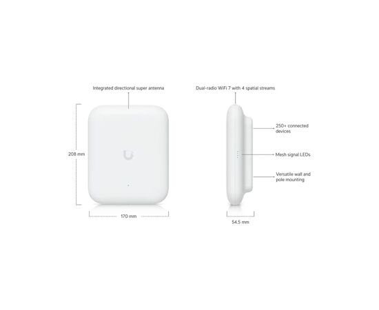 Точка доступу Wi-Fi Ubiquiti UniFi 7 Outdoor (U7-Outdoor), зображення 12 Точка доступу Wi-Fi Ubiquiti UniFi 7 Outdoor (U7-Outdoor), зображення 12
