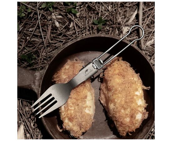 Ложка-вилка туристическая Naturehike NH19C001-J сіра з мішечком (6927595734759), изображение 2