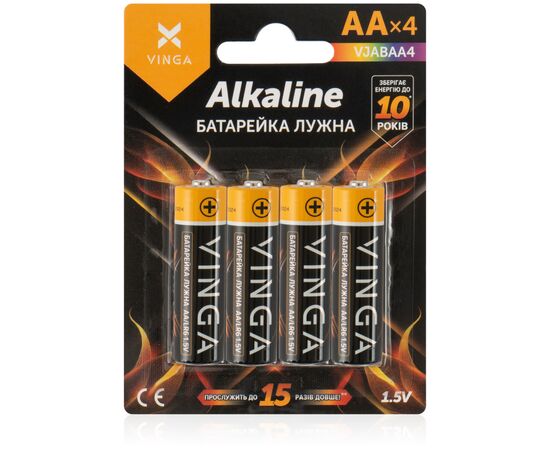 Батарейка AA LR6 Alkaline 4pcs Blister Vinga (VJABAA4)