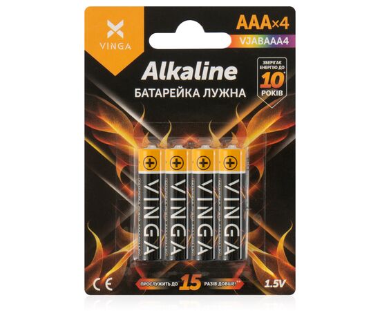 Батарейка AAA LR03 Alkaline 4pcs Blister Vinga (VJABAAA4)