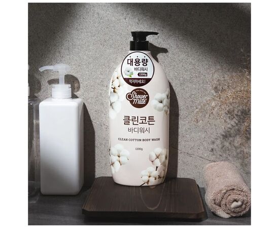 Гель для душу KeraSys Shower Mate Clean Cotton 1200 мл (8801046307458), зображення 2 Гель для душу KeraSys Shower Mate Clean Cotton 1200 мл (8801046307458), зображення 2