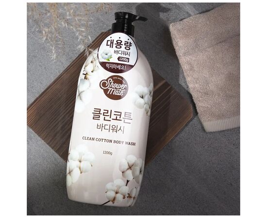 Гель для душу KeraSys Shower Mate Clean Cotton 1200 мл (8801046307458), зображення 3 Гель для душу KeraSys Shower Mate Clean Cotton 1200 мл (8801046307458), зображення 3