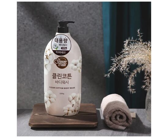 Гель для душу KeraSys Shower Mate Clean Cotton 1200 мл (8801046307458), зображення 4 Гель для душу KeraSys Shower Mate Clean Cotton 1200 мл (8801046307458), зображення 4