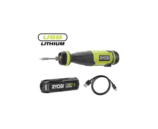Паяльник электрический Ryobi RSI4-120G аккумуляторный, USB, Lithium 4V 2Ah, 460°С, подсветка (5133006146), изображение 2 Паяльник электрический Ryobi RSI4-120G аккумуляторный, USB, Lithium 4V 2Ah, 460°С, подсветка (5133006146), изображение 2