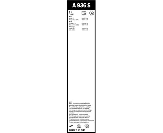 Щетка стеклоочистителя Bosch 3 397 118 936, изображение 6 Щетка стеклоочистителя Bosch 3 397 118 936, изображение 6