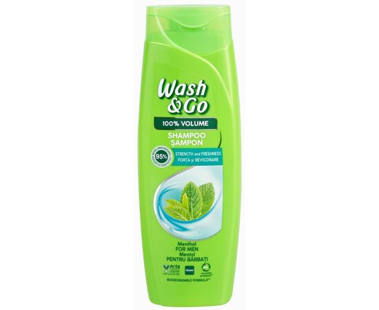 Шампунь Wash&Go З ментолом для всіх типів волосся 360 мл (8008970056821)