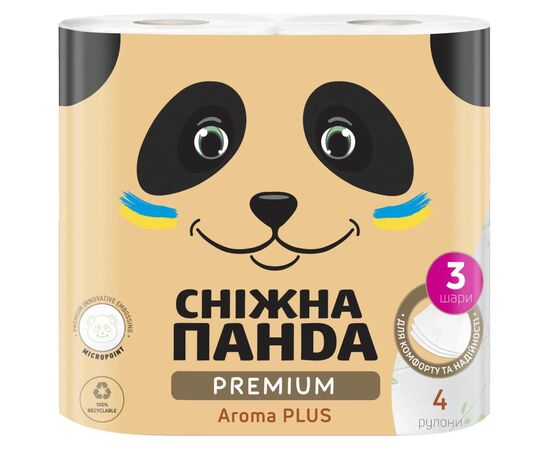 Туалетний папір Сніжна Панда Premium Aroma Plus 3 шари 4 рулони (4820183972880)