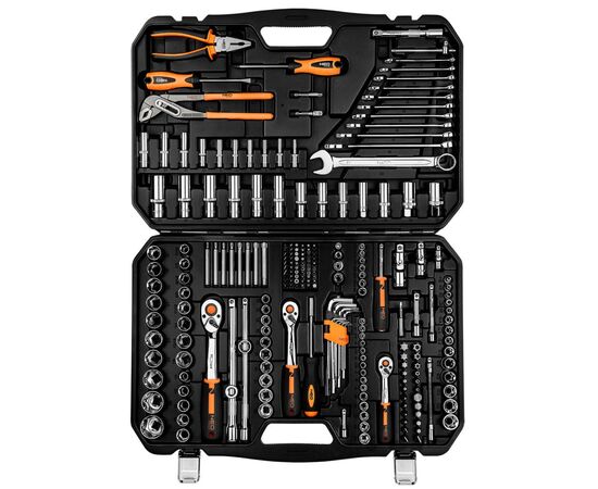 Набор инструментов Neo Tools 233шт, 1/2", 1/4", 3/8", CrV, кейс (10-078), изображение 11 Набор инструментов Neo Tools 233шт, 1/2", 1/4", 3/8", CrV, кейс (10-078), изображение 11