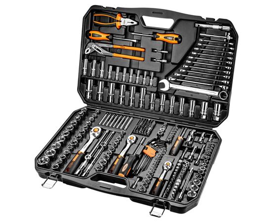 Набор инструментов Neo Tools 233шт, 1/2", 1/4", 3/8", CrV, кейс (10-078), изображение 3 Набор инструментов Neo Tools 233шт, 1/2", 1/4", 3/8", CrV, кейс (10-078), изображение 3