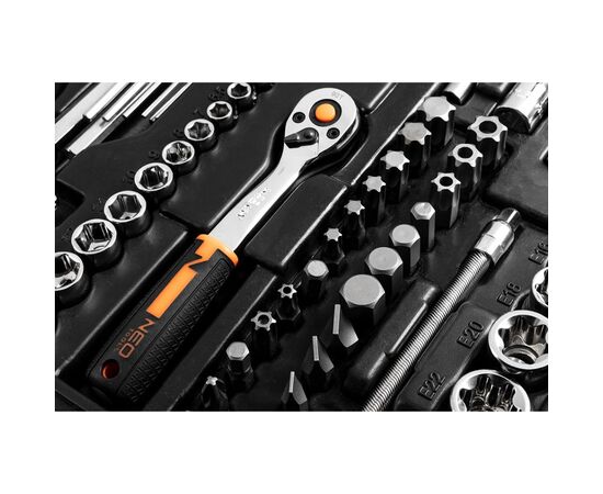 Набор инструментов Neo Tools 233шт, 1/2", 1/4", 3/8", CrV, кейс (10-078), изображение 4 Набор инструментов Neo Tools 233шт, 1/2", 1/4", 3/8", CrV, кейс (10-078), изображение 4