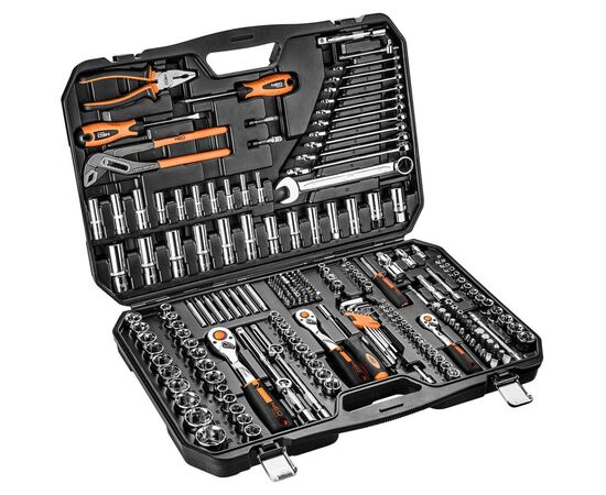 Набор инструментов Neo Tools 233шт, 1/2", 1/4", 3/8", CrV, кейс (10-078)