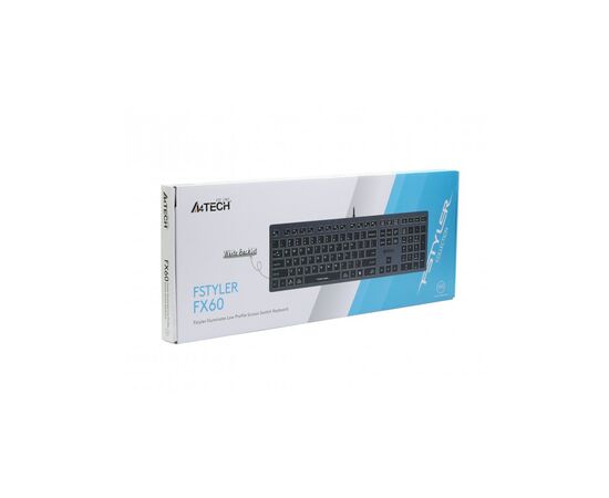 Клавіатура A4Tech FX60 USB Grey White backlit, зображення 7 Клавіатура A4Tech FX60 USB Grey White backlit, зображення 7