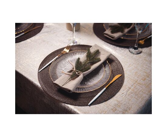 Скатерть Ardesto Shine 100% полиэстер, золотистый 120х140 см (ART07SG), изображение 6 Скатерть Ardesto Shine 100% полиэстер, золотистый 120х140 см (ART07SG), изображение 6