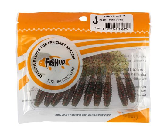 Силикон рыболовный FishUP Fancy Grub 2.5" 019 - Motor Oil/Red (10шт/уп) (1864.13.86), изображение 2 Силикон рыболовный FishUP Fancy Grub 2.5" 019 - Motor Oil/Red (10шт/уп) (1864.13.86), изображение 2