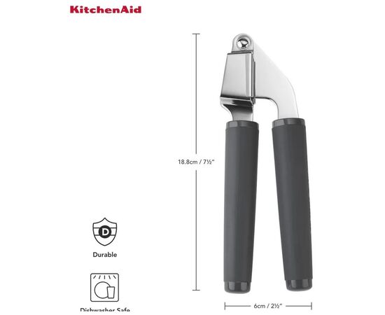 Прес для часнику KitchenAid Coreline 19 см сірий (KAS132OHCGG), зображення 4 Прес для часнику KitchenAid Coreline 19 см сірий (KAS132OHCGG), зображення 4