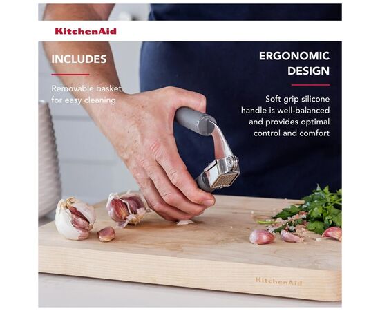 Прес для часнику KitchenAid Coreline 19 см сірий (KAS132OHCGG), зображення 5 Прес для часнику KitchenAid Coreline 19 см сірий (KAS132OHCGG), зображення 5