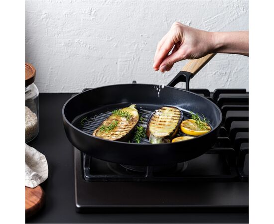 Сковорода GreenPan Eco Smartshape гриль 28 см світле дерево (CC006449-001), зображення 4 Сковорода GreenPan Eco Smartshape гриль 28 см світле дерево (CC006449-001), зображення 4