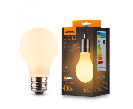 Лампочка Videx Filament 4W E27 3000K Porcelain dimmable (VL-DA60MO), изображение 2 Лампочка Videx Filament 4W E27 3000K Porcelain dimmable (VL-DA60MO), изображение 2