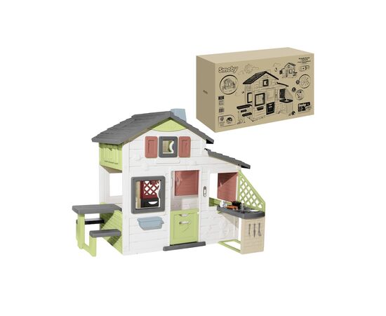 Игровой домик Smoby Life для друзiв з лiтньою кухнею, дверним дзвiнком та столиком, 217х155х172 см (7600810207)