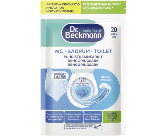 Засіб для чищення унітазу Dr. Beckmann Magic Leaves Розчинні серветки Океанський бриз 20 шт. (4008455615813)