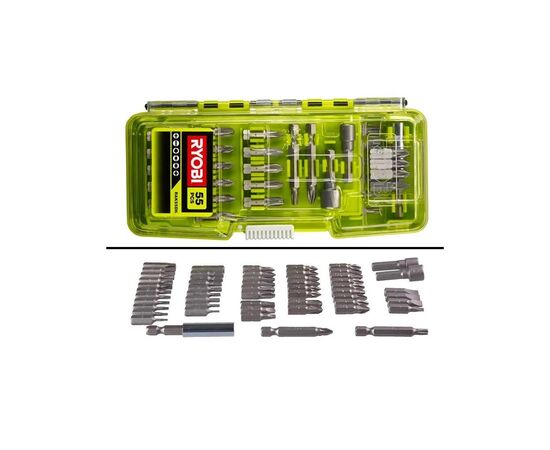 Набор бит Ryobi RAK55DK 55шт, кейс (5132004357), изображение 2 Набор бит Ryobi RAK55DK 55шт, кейс (5132004357), изображение 2