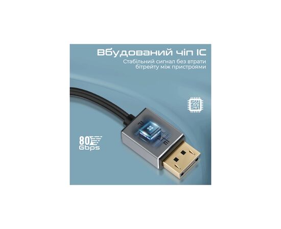Кабель мультимедийный DisplayPort to DisplayPort v.2.0 dplink-16k.black Promate (dplink-16k.black), изображение 4 Кабель мультимедийный DisplayPort to DisplayPort v.2.0 dplink-16k.black Promate (dplink-16k.black), изображение 4