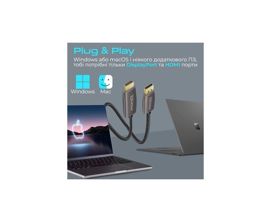 Кабель мультимедийный DisplayPort to HDMI prolink-dp200.black Promate (prolink-dp200.black), изображение 7 Кабель мультимедийный DisplayPort to HDMI prolink-dp200.black Promate (prolink-dp200.black), изображение 7