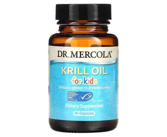 Жирні кислоти Dr. Mercola Олія криля для дітей, Krill Oil for Kids, 60 капсул (MCL-01149)