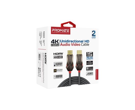 Кабель мультимедийный HDMI to HDMI 15.0m v.2.0 prolink4k60-15m Promate (prolink4k60-15m), изображение 2 Кабель мультимедийный HDMI to HDMI 15.0m v.2.0 prolink4k60-15m Promate (prolink4k60-15m), изображение 2