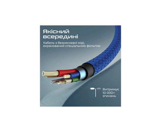 Дата кабель USB 2.0 AM to Lightning xcord-ai.navy Promate (xcord-ai.navy), изображение 4 Дата кабель USB 2.0 AM to Lightning xcord-ai.navy Promate (xcord-ai.navy), изображение 4
