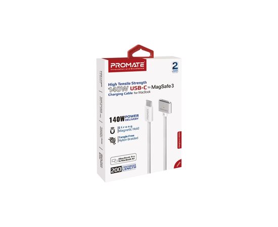 Дата кабель USB-C to MagSafe 3 magcord-140pd.white Promate (magcord-140pd.white), изображение 2 Дата кабель USB-C to MagSafe 3 magcord-140pd.white Promate (magcord-140pd.white), изображение 2