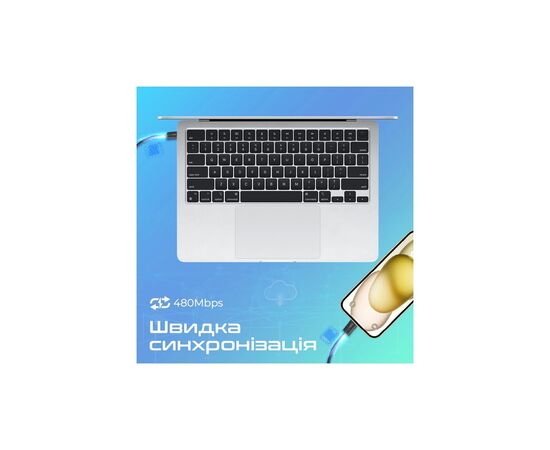 Дата кабель USB-C to USB-C ecoline-cc200.navy Promate (ecoline-cc200.navy), изображение 4 Дата кабель USB-C to USB-C ecoline-cc200.navy Promate (ecoline-cc200.navy), изображение 4