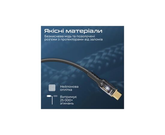 Дата кабель USB-C to USB-C lucidline-cc200.black Promate (lucidline-cc200.black), изображение 6 Дата кабель USB-C to USB-C lucidline-cc200.black Promate (lucidline-cc200.black), изображение 6