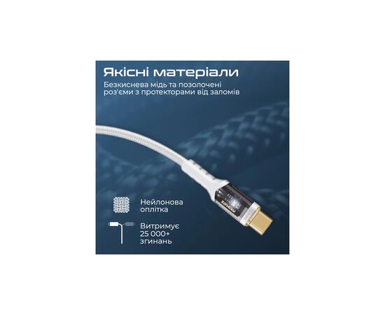 Дата кабель USB-C to USB-C lucidline-cc200.white Promate (lucidline-cc200.white), изображение 6 Дата кабель USB-C to USB-C lucidline-cc200.white Promate (lucidline-cc200.white), изображение 6