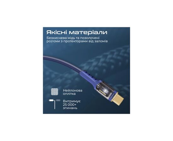Дата кабель USB-C to USB-C lucidline-cc200.navy Promate (lucidline-cc200.navy), изображение 6 Дата кабель USB-C to USB-C lucidline-cc200.navy Promate (lucidline-cc200.navy), изображение 6