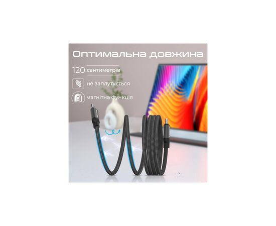 Дата кабель USB-C to USB-C springy.black Promate (springy.black), зображення 8 Дата кабель USB-C to USB-C springy.black Promate (springy.black), зображення 8