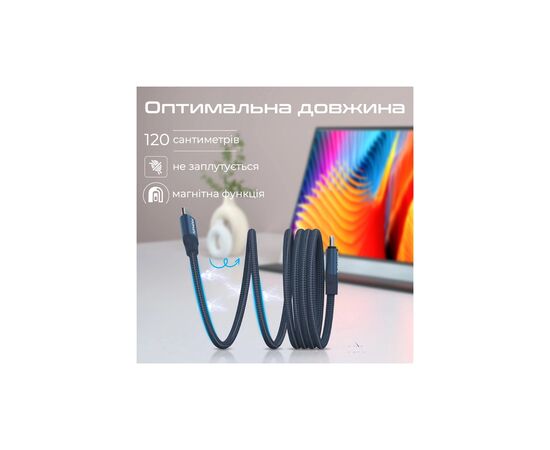 Дата кабель USB-C to USB-C springy.blue Promate (springy.blue), зображення 8 Дата кабель USB-C to USB-C springy.blue Promate (springy.blue), зображення 8