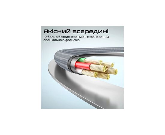 Дата кабель USB-C to USB-C springy.grey Promate (springy.grey), изображение 5 Дата кабель USB-C to USB-C springy.grey Promate (springy.grey), изображение 5
