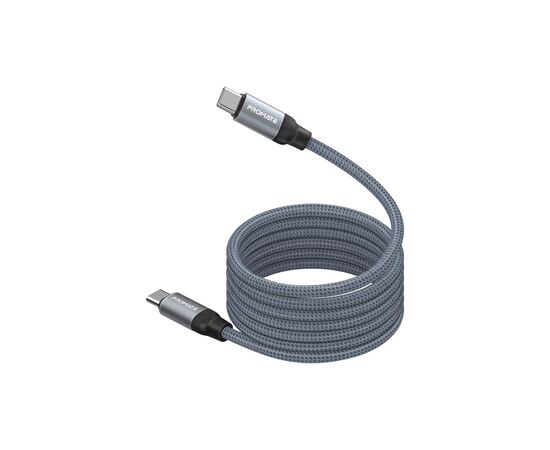 Дата кабель USB-C to USB-C springy.grey Promate (springy.grey)