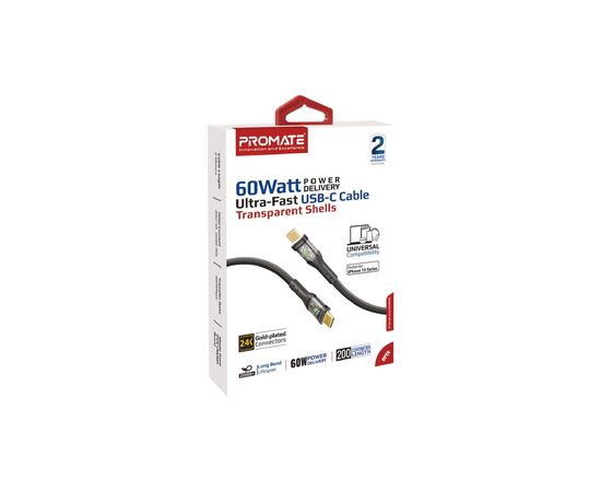 Дата кабель USB-C to USB-C transline-cc200.black Promate (transline-cc200.black), изображение 2 Дата кабель USB-C to USB-C transline-cc200.black Promate (transline-cc200.black), изображение 2