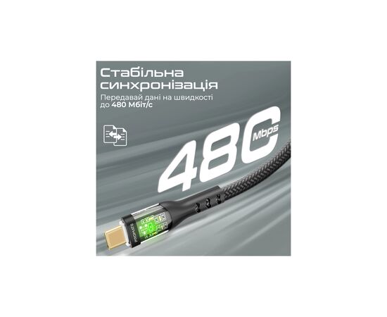 Дата кабель USB-C to USB-C transline-cc200.black Promate (transline-cc200.black), изображение 4 Дата кабель USB-C to USB-C transline-cc200.black Promate (transline-cc200.black), изображение 4