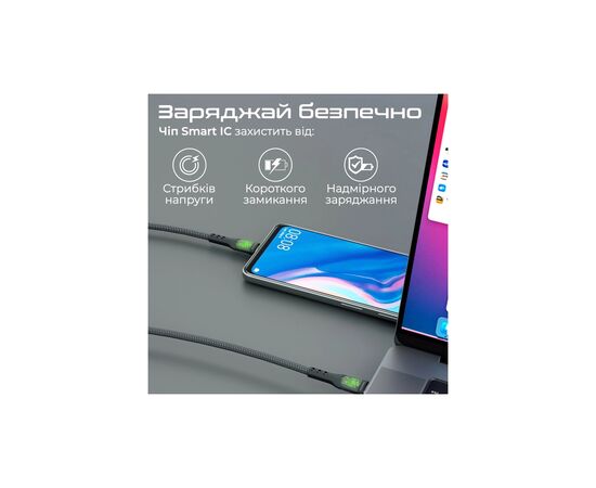 Дата кабель USB-C to USB-C transline-cc200.black Promate (transline-cc200.black), изображение 6 Дата кабель USB-C to USB-C transline-cc200.black Promate (transline-cc200.black), изображение 6