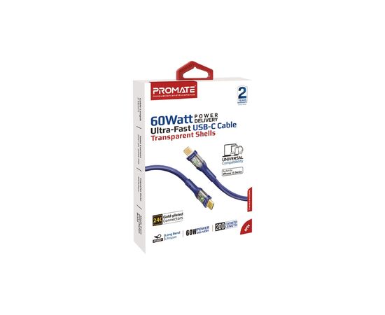 Дата кабель USB-C to USB-C transline-cc200.navy Promate (transline-cc200.navy), изображение 2 Дата кабель USB-C to USB-C transline-cc200.navy Promate (transline-cc200.navy), изображение 2