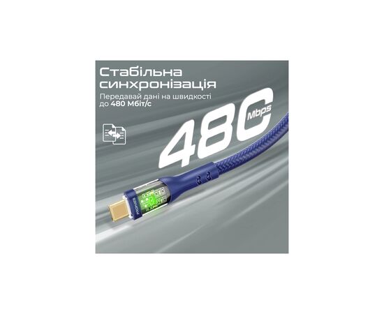 Дата кабель USB-C to USB-C transline-cc200.navy Promate (transline-cc200.navy), изображение 4 Дата кабель USB-C to USB-C transline-cc200.navy Promate (transline-cc200.navy), изображение 4