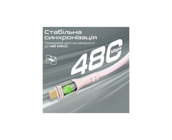 Дата кабель USB-C to USB-C transline-cc200.pink Promate (transline-cc200.pink), изображение 4 Дата кабель USB-C to USB-C transline-cc200.pink Promate (transline-cc200.pink), изображение 4