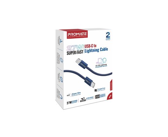 Дата кабель USB-C to Lightning ecoline-ci120.navy Promate (ecoline-ci120.navy), изображение 2 Дата кабель USB-C to Lightning ecoline-ci120.navy Promate (ecoline-ci120.navy), изображение 2