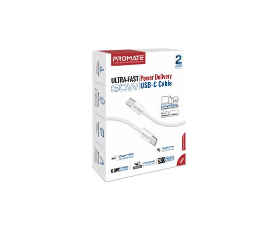 Дата кабель USB-C to Lightning ecoline-ci120.white Promate (ecoline-ci120.white), изображение 2 Дата кабель USB-C to Lightning ecoline-ci120.white Promate (ecoline-ci120.white), изображение 2