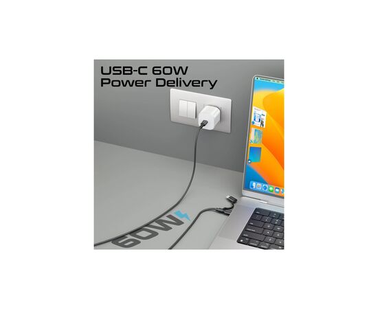 Дата кабель USB-C to USB-C/Lightning powerlink-cci.black Promate (powerlink-cci.black), изображение 4 Дата кабель USB-C to USB-C/Lightning powerlink-cci.black Promate (powerlink-cci.black), изображение 4